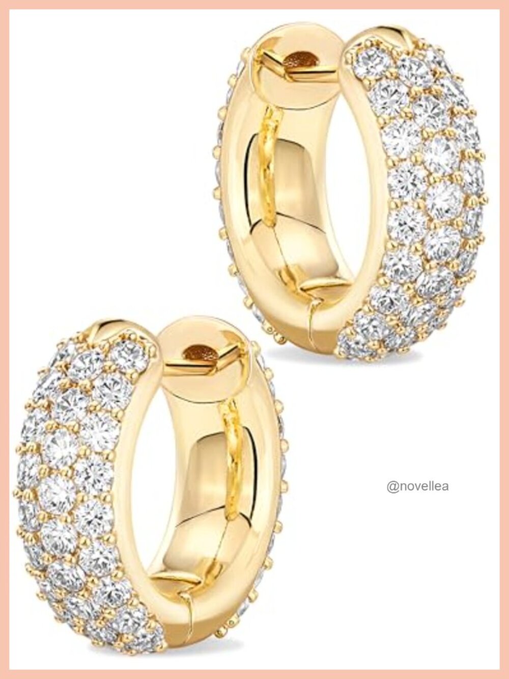 14K Gold Plated Chunky Huggie Hoop Earrings for Women with Cubic Zirconia,
